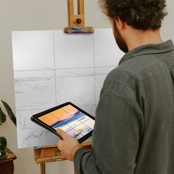 Artist with iPad and Easel