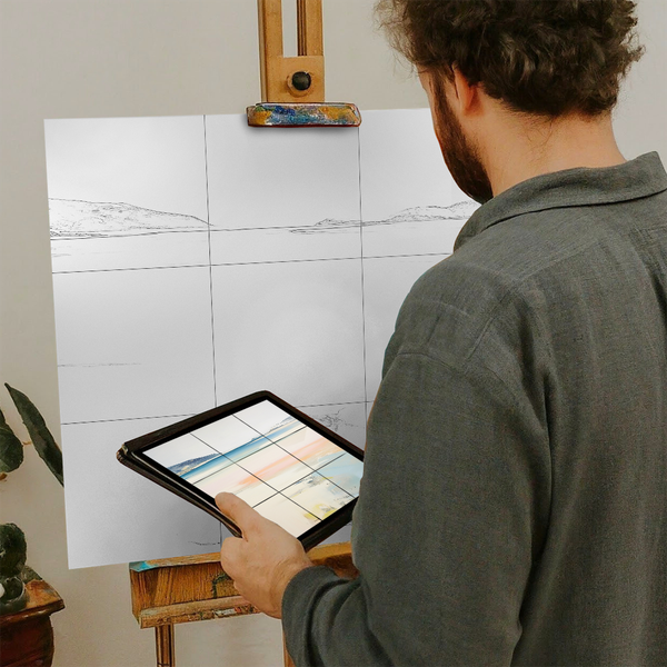 Artist with iPad and Easel