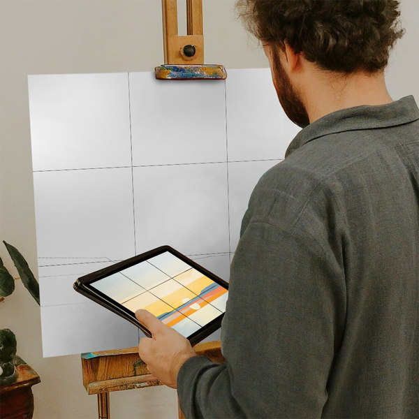 Artist with iPad and Easel