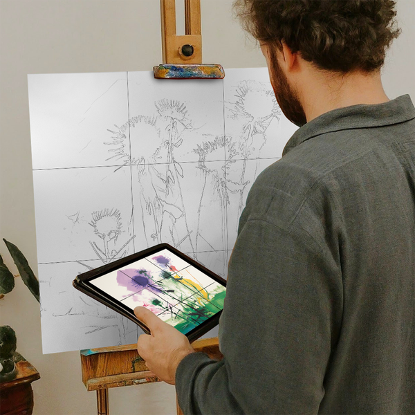 Artist with iPad and Easel