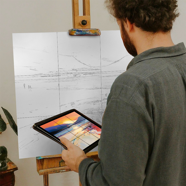 Artist with iPad and Easel