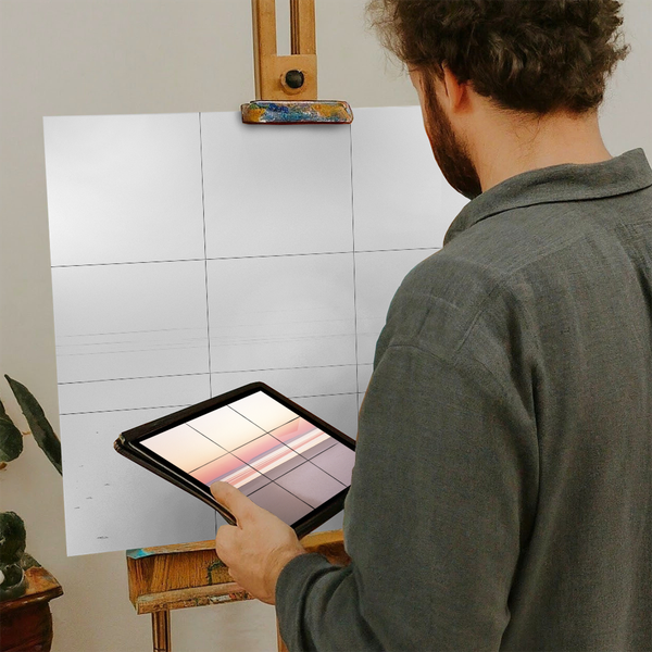 Artist with iPad and Easel