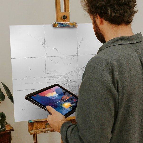 Artist with iPad and Easel