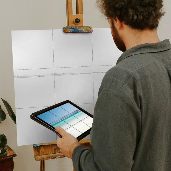 Artist with iPad and Easel