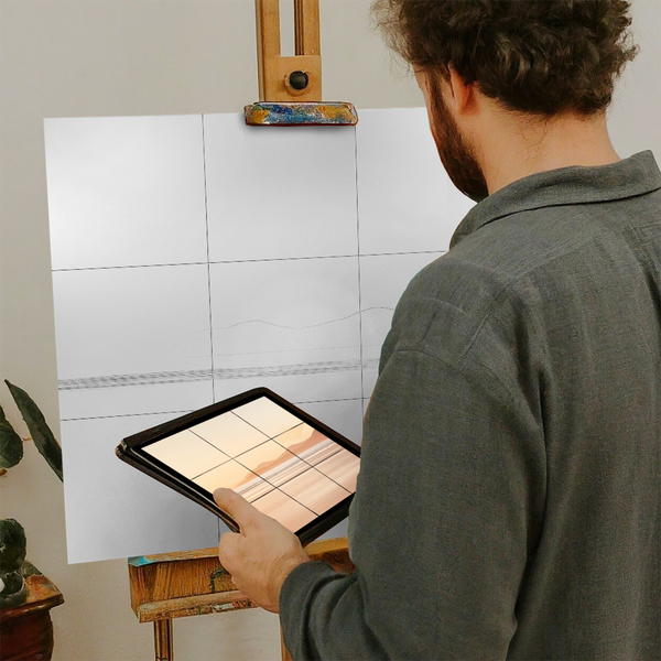 Artist with iPad and Easel