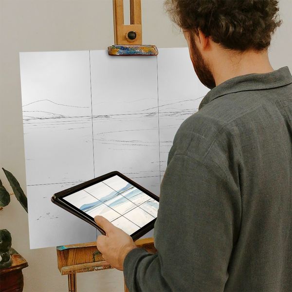 Artist with iPad and Easel