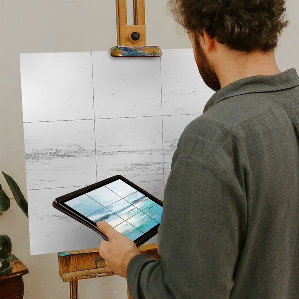 Artist with iPad and Easel