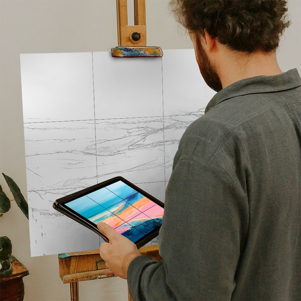 Artist with iPad and Easel