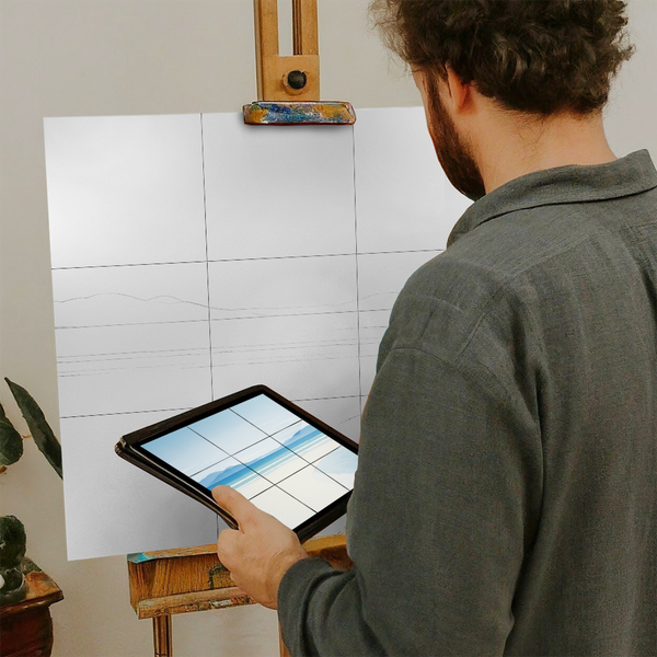 Artist with iPad and Easel