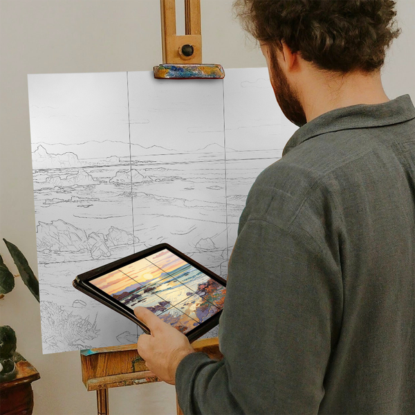 Artist with iPad and Easel