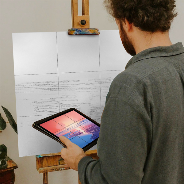 Artist with iPad and Easel