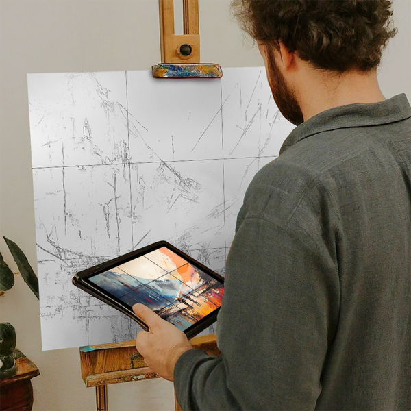 Artist with iPad and Easel