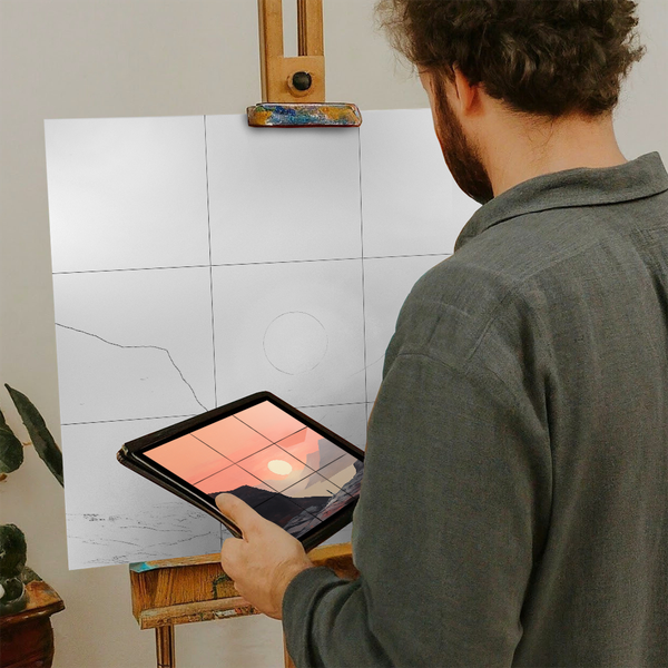 Artist with iPad and Easel