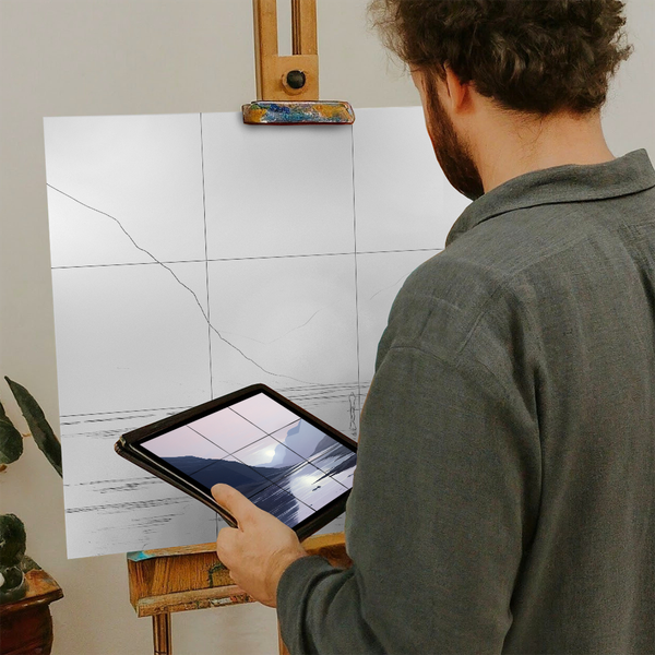 Artist with iPad and Easel