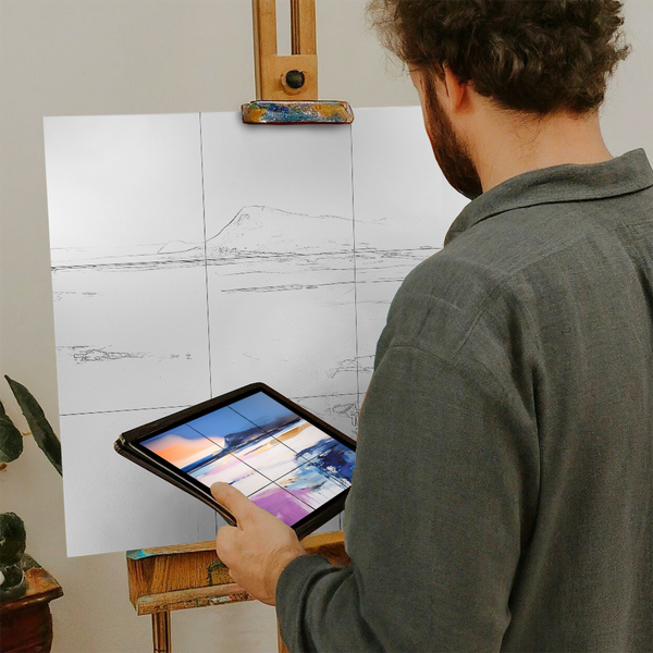 Artist with iPad and Easel