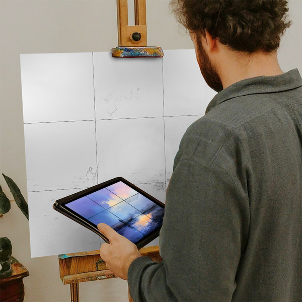 Artist with iPad and Easel