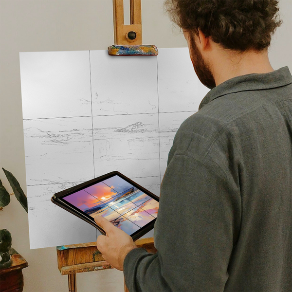 Artist with iPad and Easel