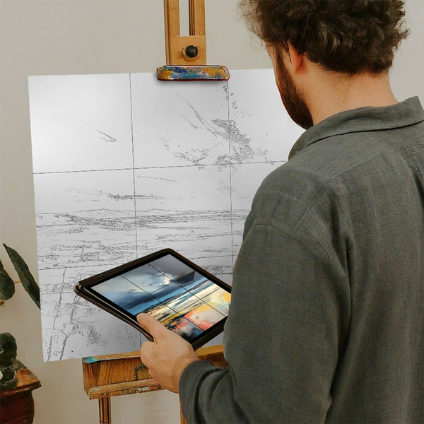 Artist with iPad and Easel