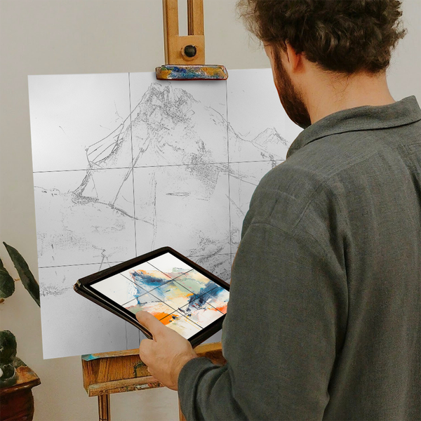 Artist with iPad and Easel