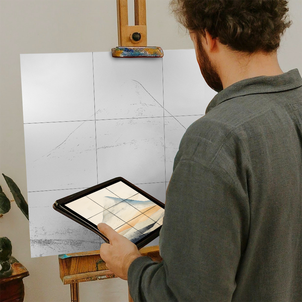 Artist with iPad and Easel