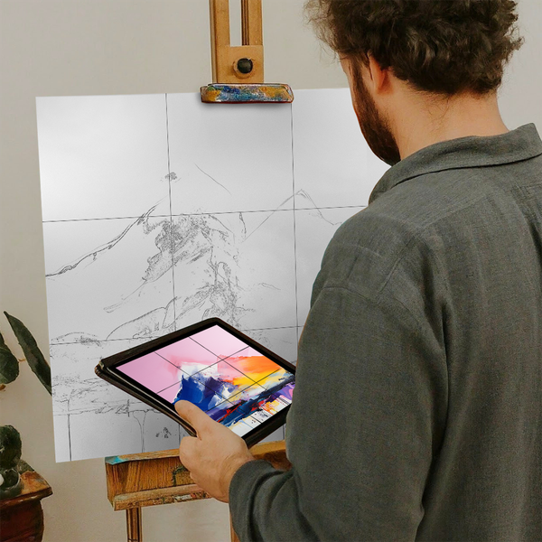 Artist with iPad and Easel