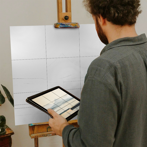 Artist with iPad and Easel