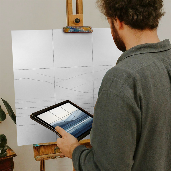 Artist with iPad and Easel