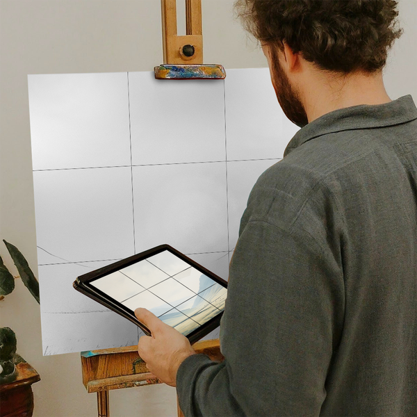 Artist with iPad and Easel