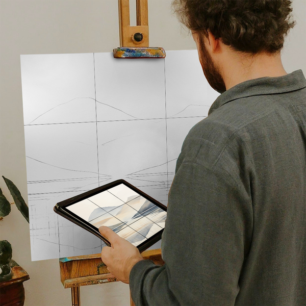 Artist with iPad and Easel