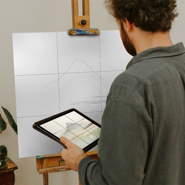 Artist with iPad and Easel