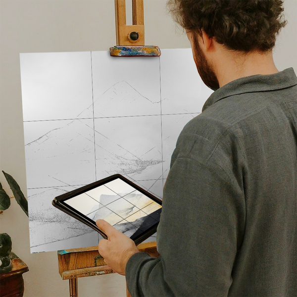 Artist with iPad and Easel