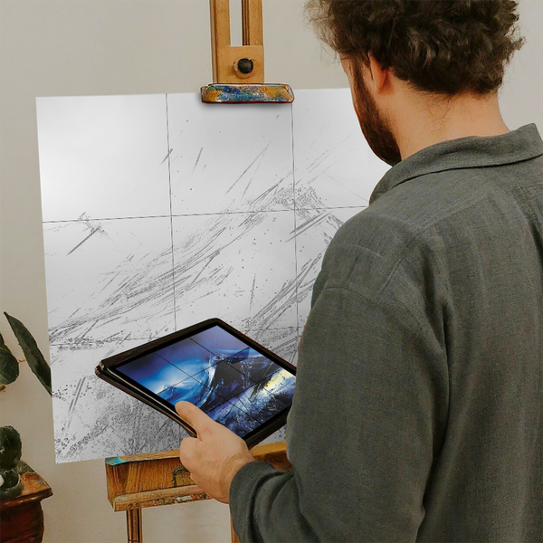 Artist with iPad and Easel