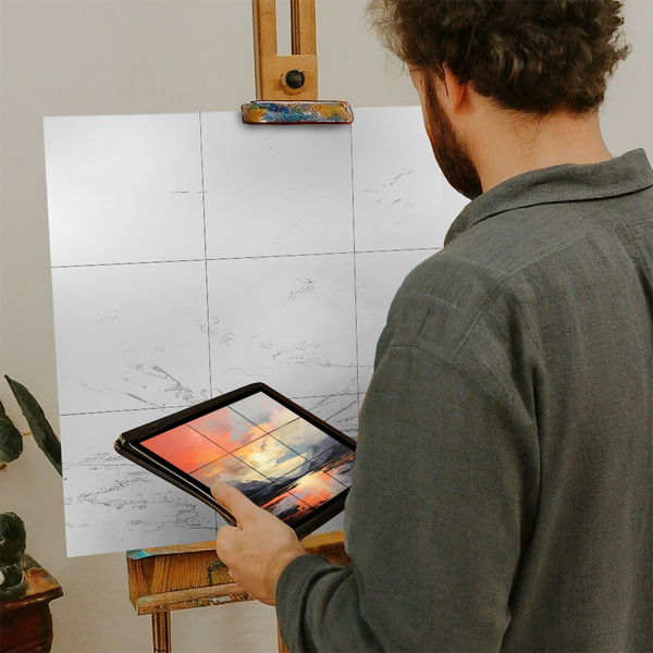 Artist with iPad and Easel