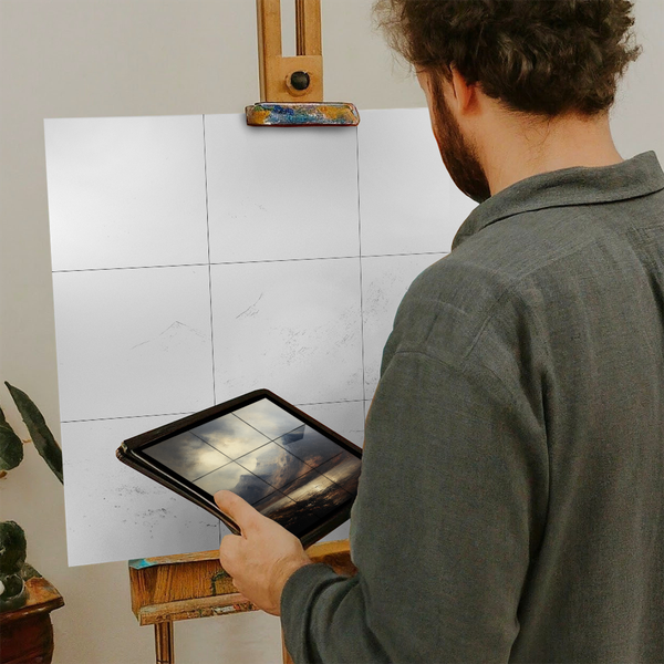 Artist with iPad and Easel