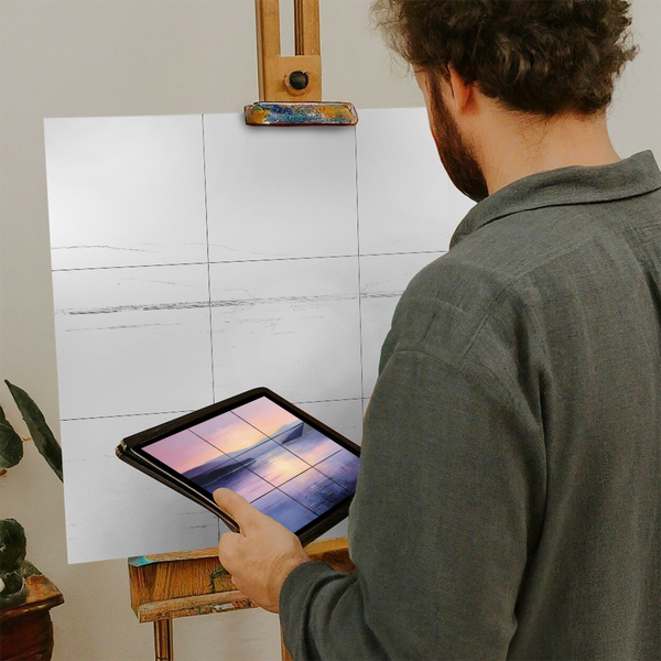 Artist with iPad and Easel