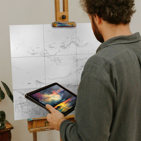 Artist with iPad and Easel