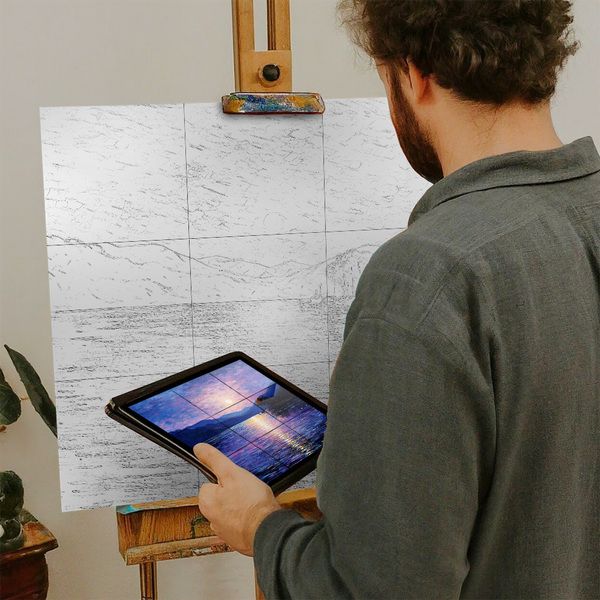 Artist with iPad and Easel