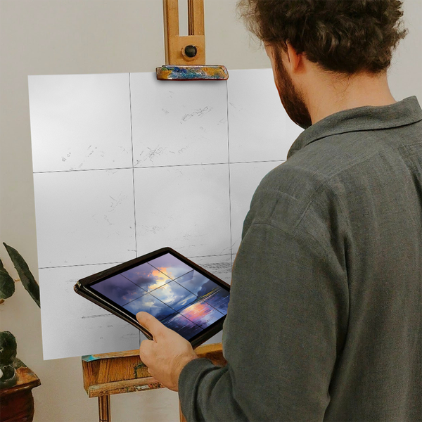 Artist with iPad and Easel