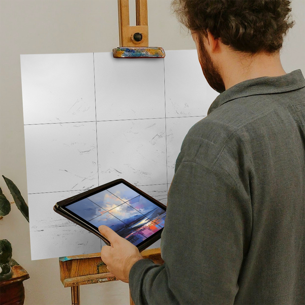 Artist with iPad and Easel