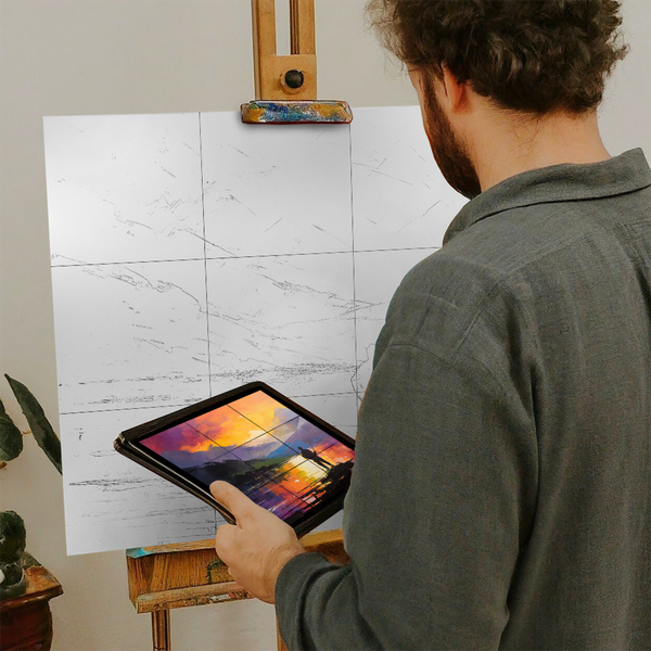 Artist with iPad and Easel