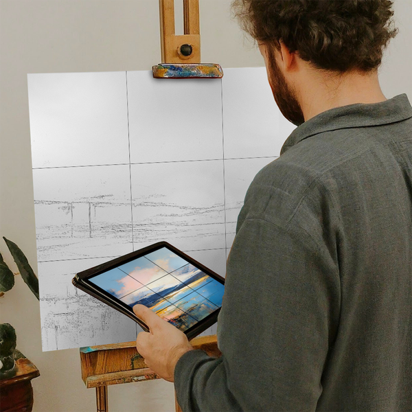 Artist with iPad and Easel