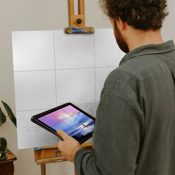 Artist with iPad and Easel