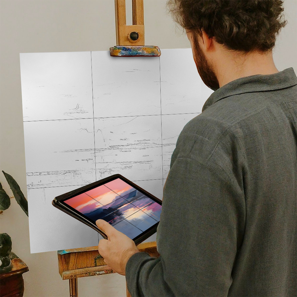 Artist with iPad and Easel