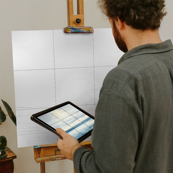 Artist with iPad and Easel