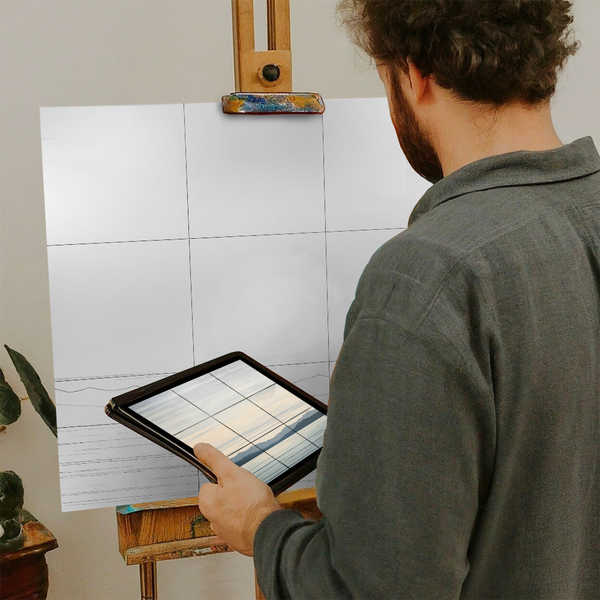 Artist with iPad and Easel