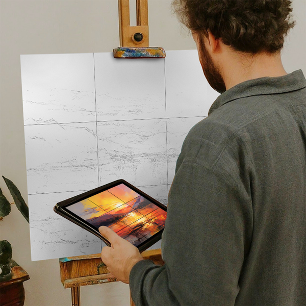 Artist with iPad and Easel