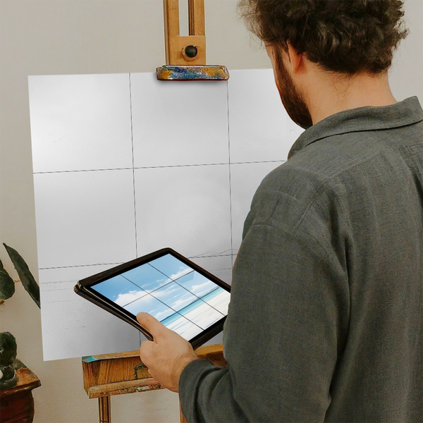 Artist with iPad and Easel