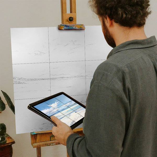 Artist with iPad and Easel