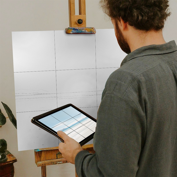 Artist with iPad and Easel