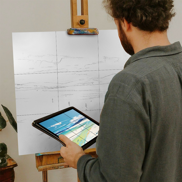 Artist with iPad and Easel